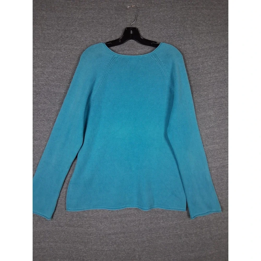 Eddie‎ Bauer Womens Sweater Large Blue Long Sleeve Cotton Roll Neck Cabincore